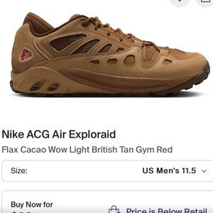 Nike ACG Air Exploraid Tan Gym Red Athletic Shoes